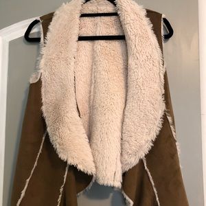 Suede and fur vest, reversible